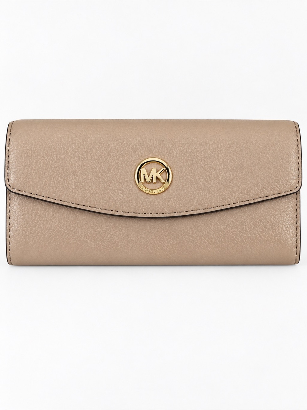 Michael Kors Fulton Flap Continental Wallet Dune Beige Pebbled Leather